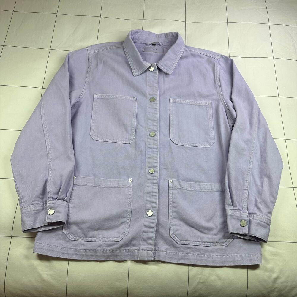 Blank NYC Jacket Womens Large XL Purple Barn Chore Denim Utility Cotton Pockets